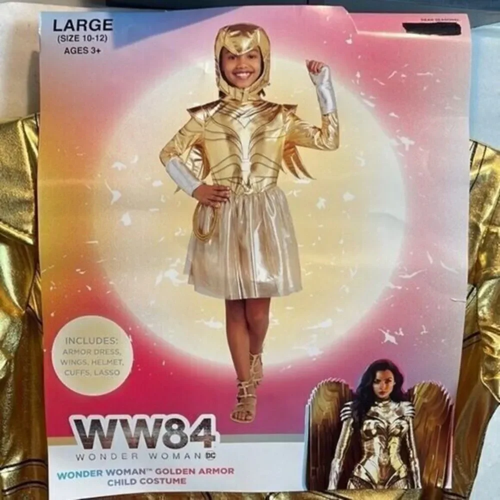 Wonder Woman Golden Armor WW84 Girl's Halloween Costume Size Large 10-12